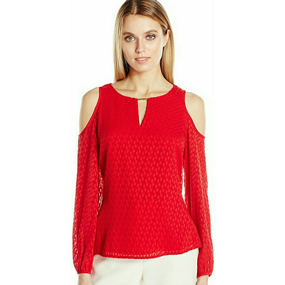 Calvin Klein Red  cold shoulder blouse